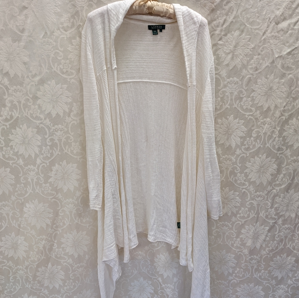 Lauren Ralph Lauren White Linen Sweater Size L